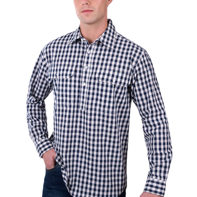 Hard Slog Mens Dell 1/2 Button Long Sleeve Shirt