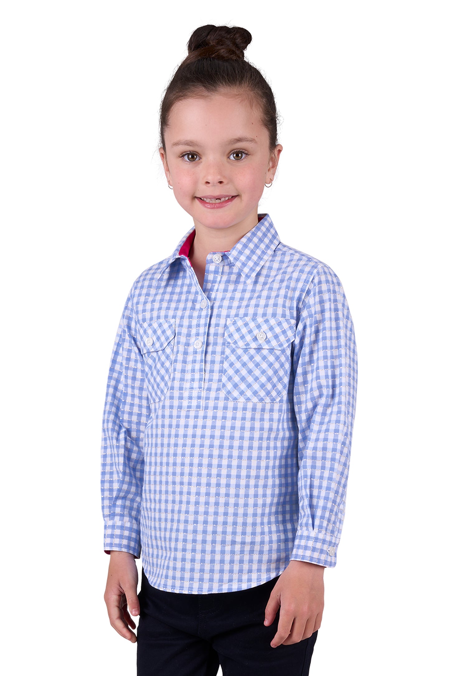 Hard Slog Girls Rux 1/2 Button Long Sleeve Shirt
