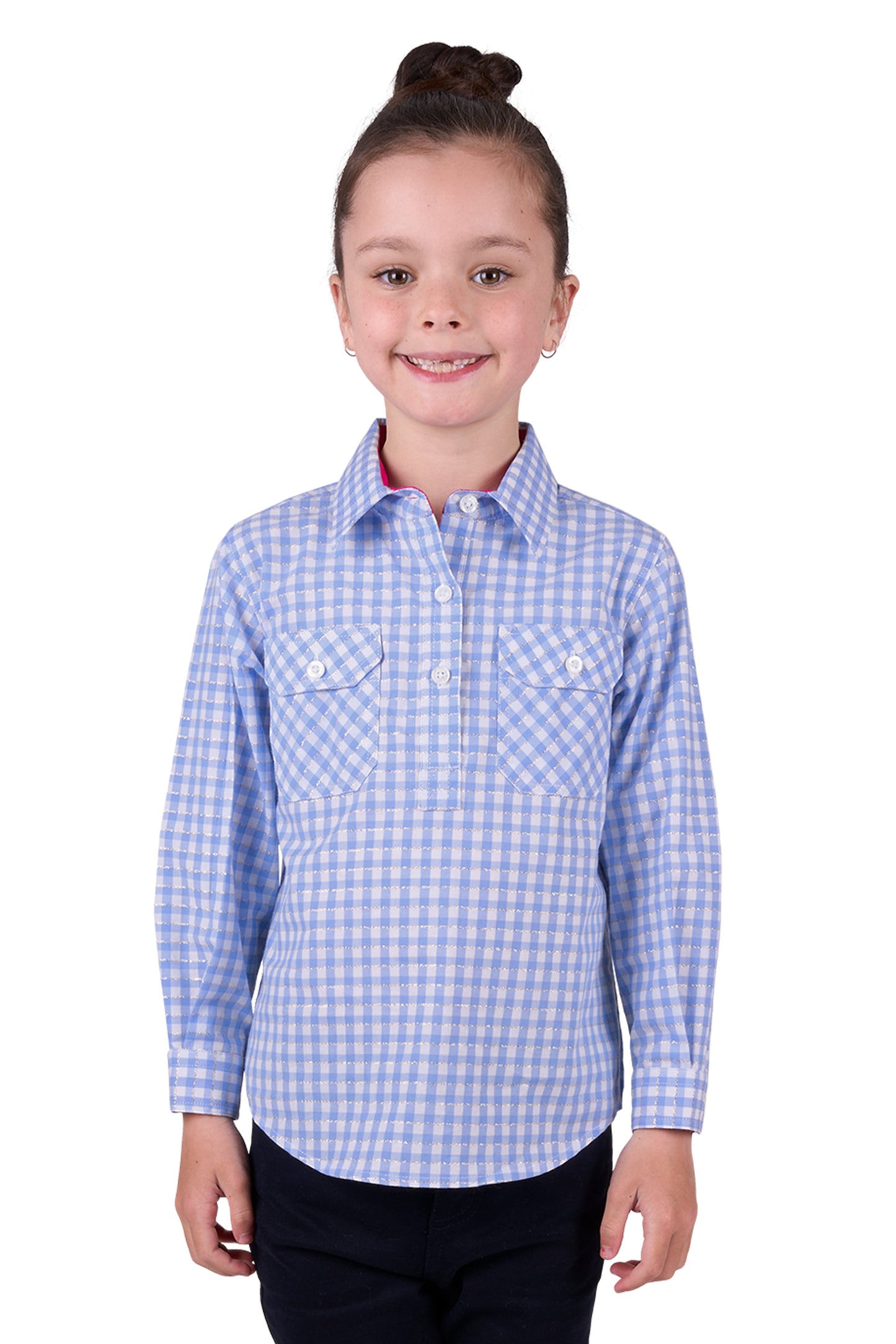 Hard Slog Girls Rux 1/2 Button Long Sleeve Shirt