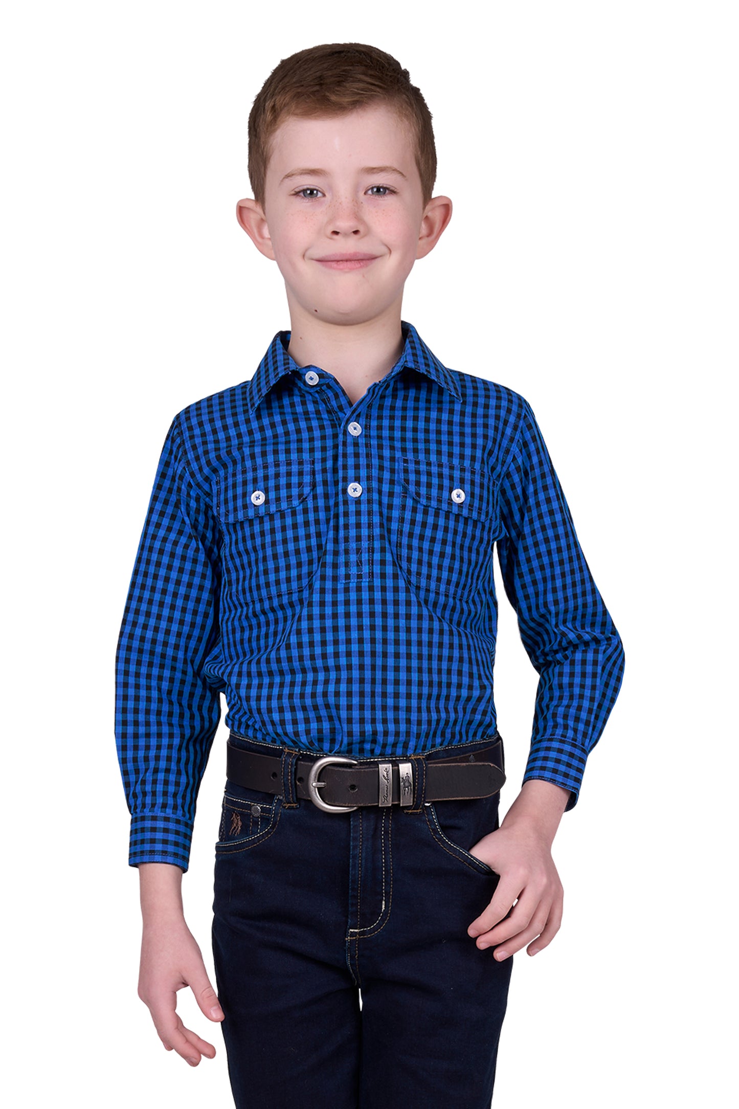 Hard Slog Boys Astell 1/2 Button Long Sleeve Shirt