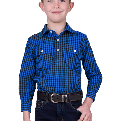 Hard Slog Boys Astell 1/2 Button Long Sleeve Shirt