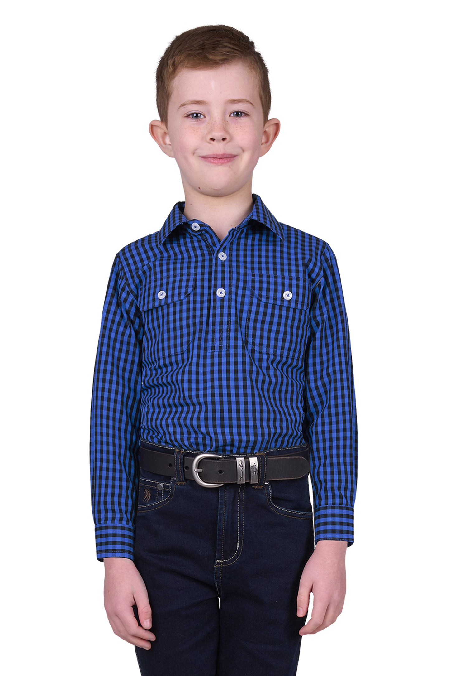 Hard Slog Boys Astell 1/2 Button Long Sleeve Shirt