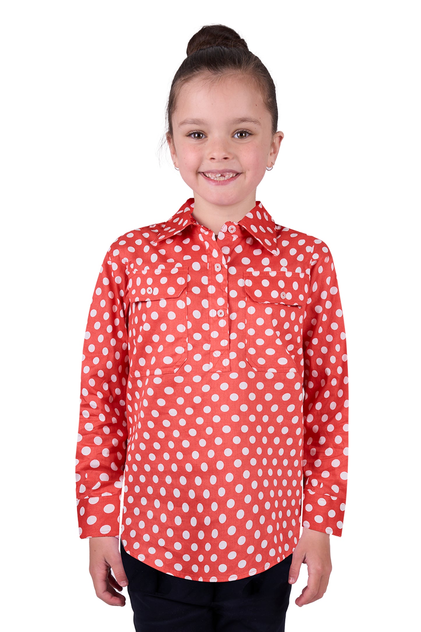 Hard Slog Girls Jaz 1/2 Button Long Sleeve Shirt