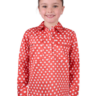 Hard Slog Girls Jaz 1/2 Button Long Sleeve Shirt