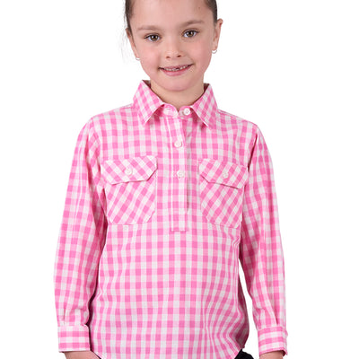 Hard Slog Girls Melly 1/2 Button Long Sleeve Shirt