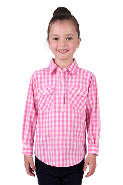 Hard Slog Girls Melly 1/2 Button Long Sleeve Shirt