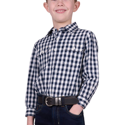 Hard Slog Boys Dell 1/2 Button Long Sleeve Shirt