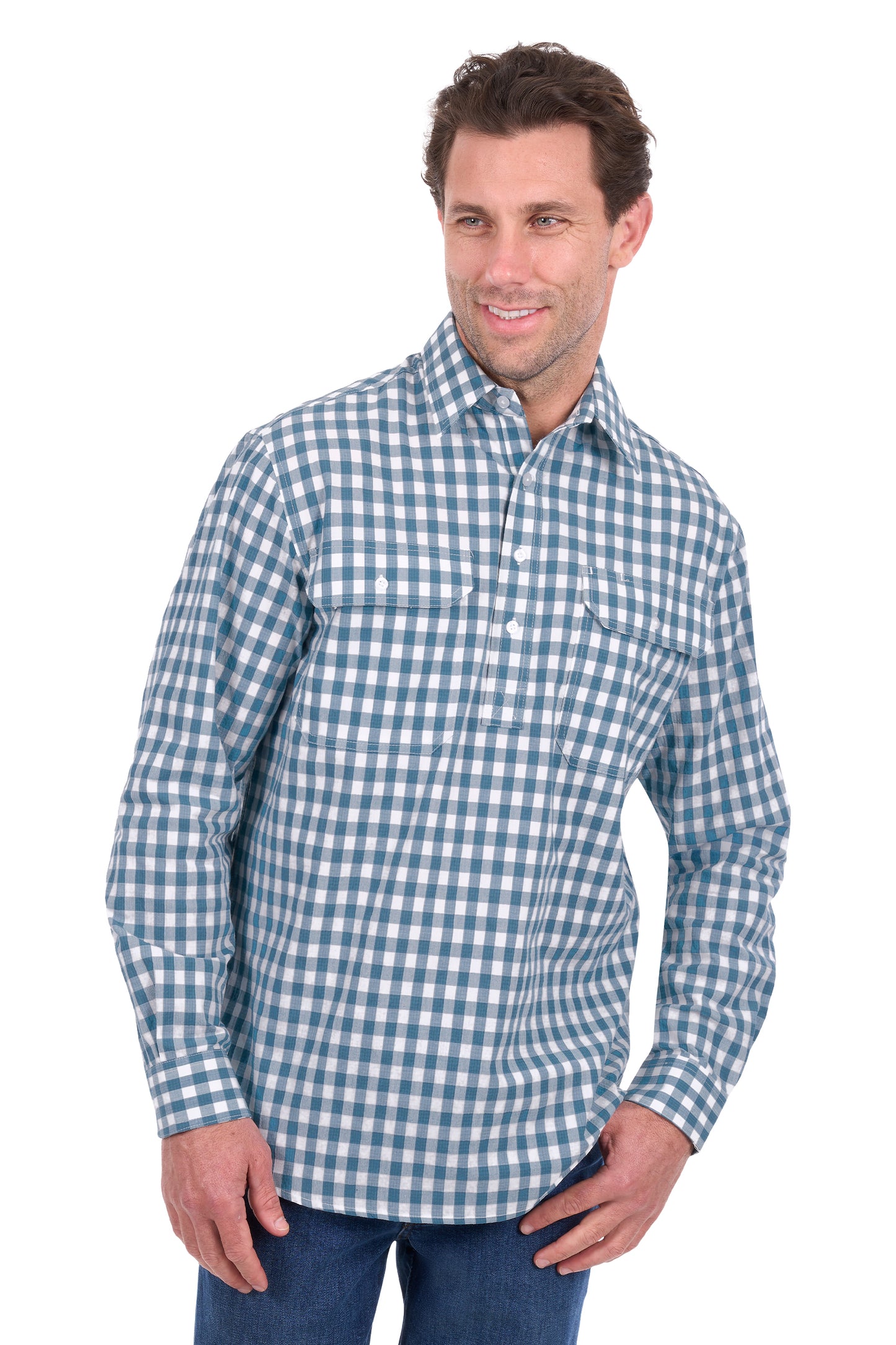 Hard Slog Men’s River Half Placket Long Sleeve Shirt