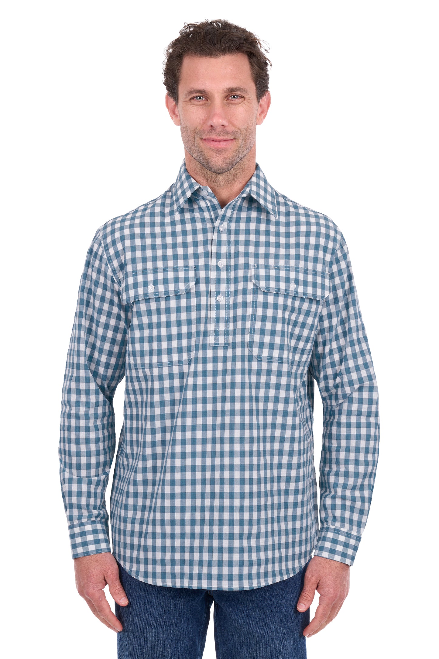 Hard Slog Men’s River Half Placket Long Sleeve Shirt