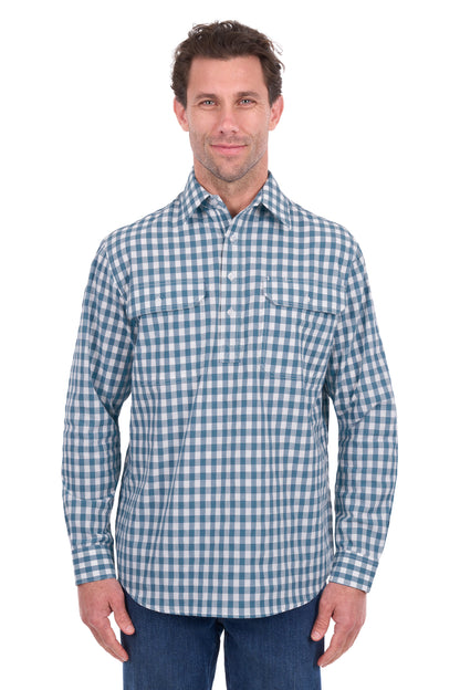 Hard Slog Men’s River Half Placket Long Sleeve Shirt