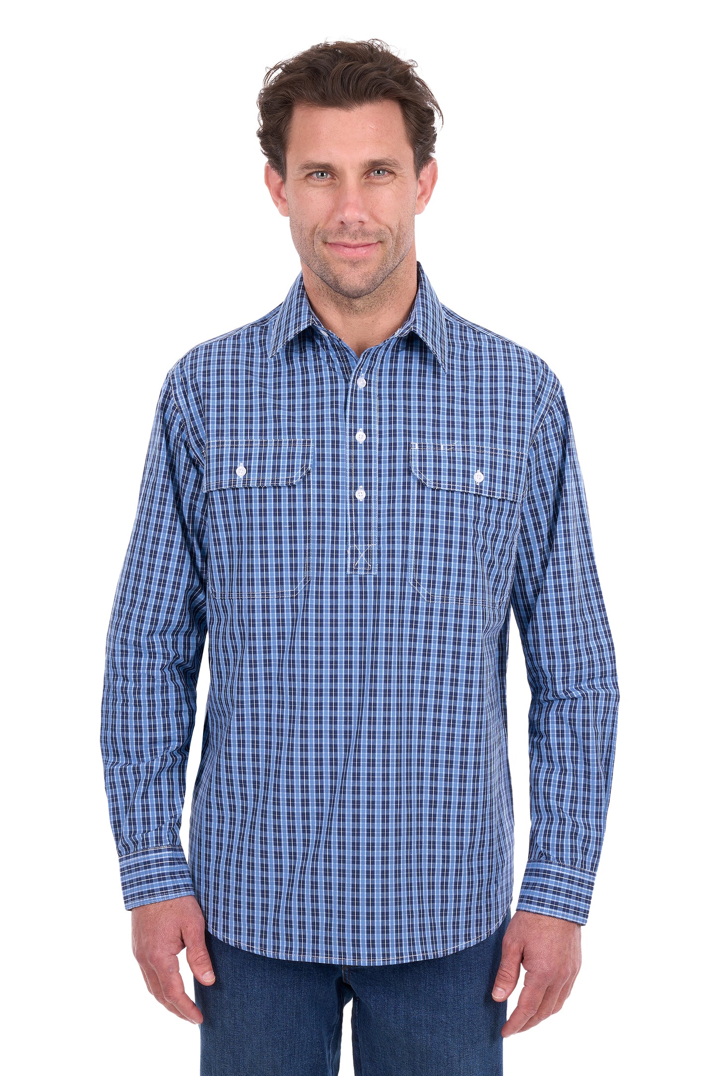 Hard Slog Men’s Wyatt Half Placket Long Sleeve Shirt