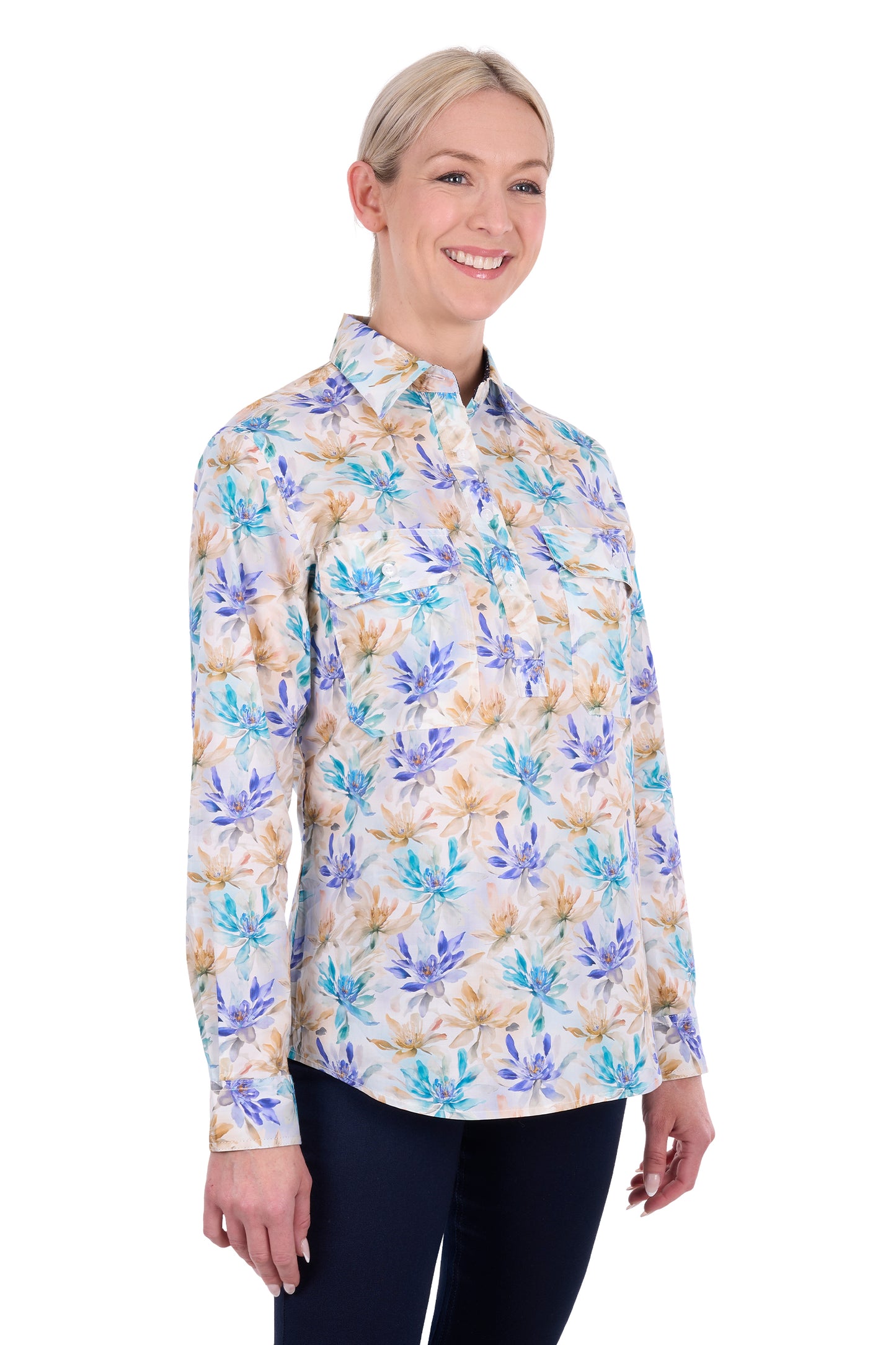 Hard Slog Women’s Meadow Half Placket Long Sleeve Shirt