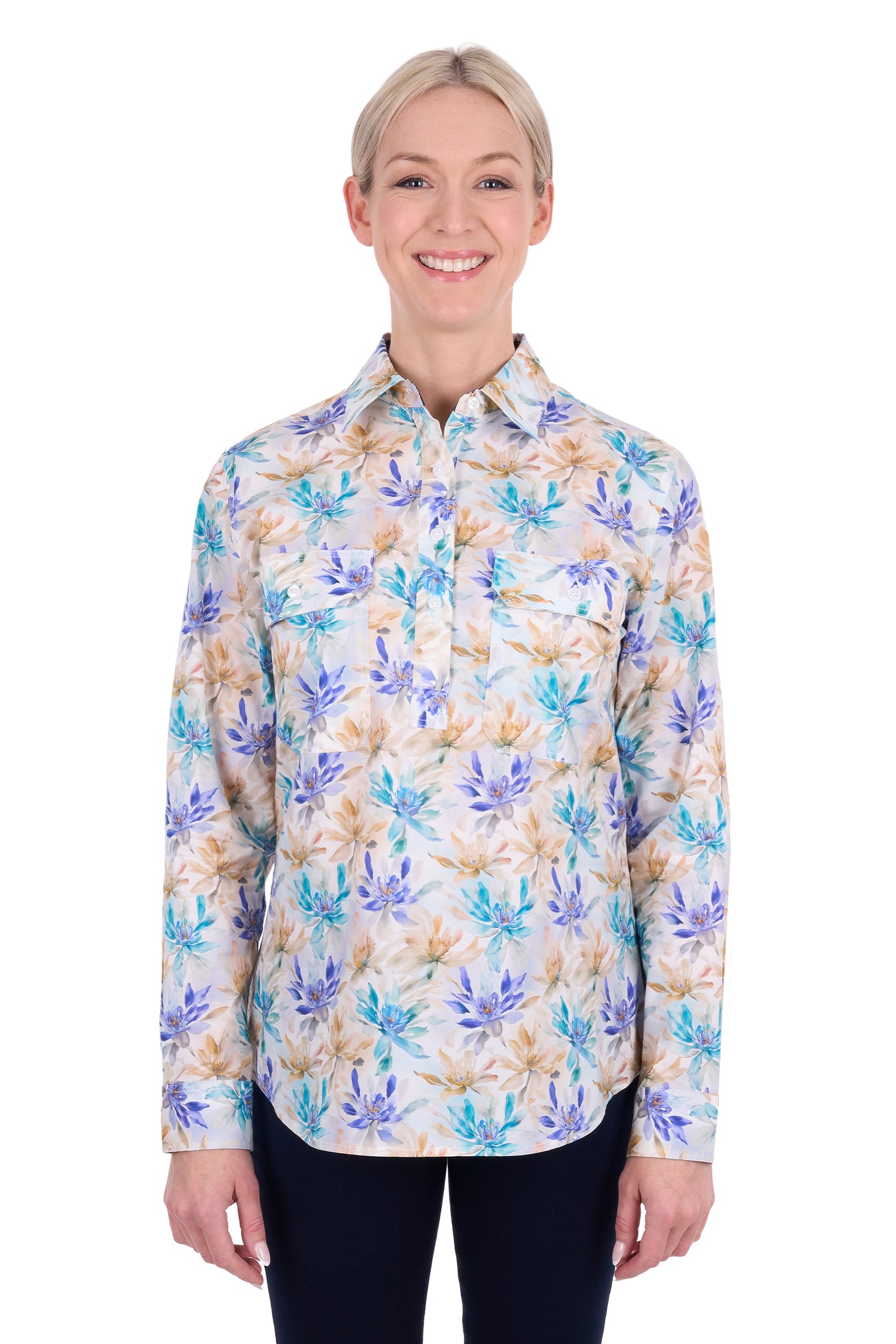 Hard Slog Women’s Meadow Half Placket Long Sleeve Shirt