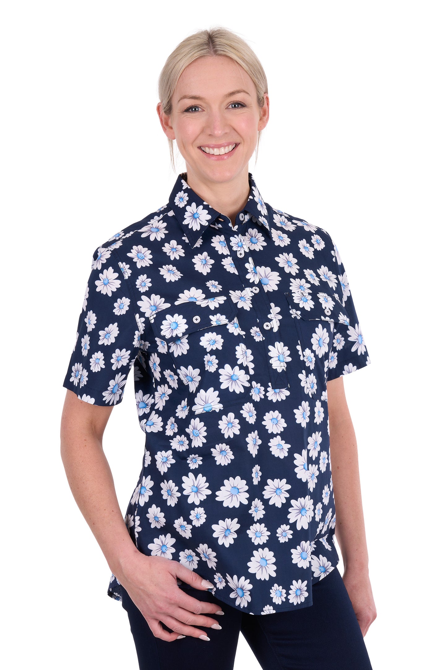 Hard Slog Women’s Cass Half Placket Short Sleeve Shirt