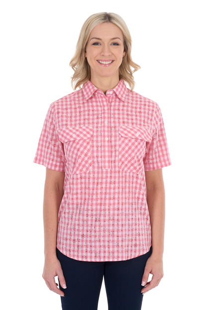 Hard Slog Women’s Raquel Half Placket Short Sleeve Shirt
