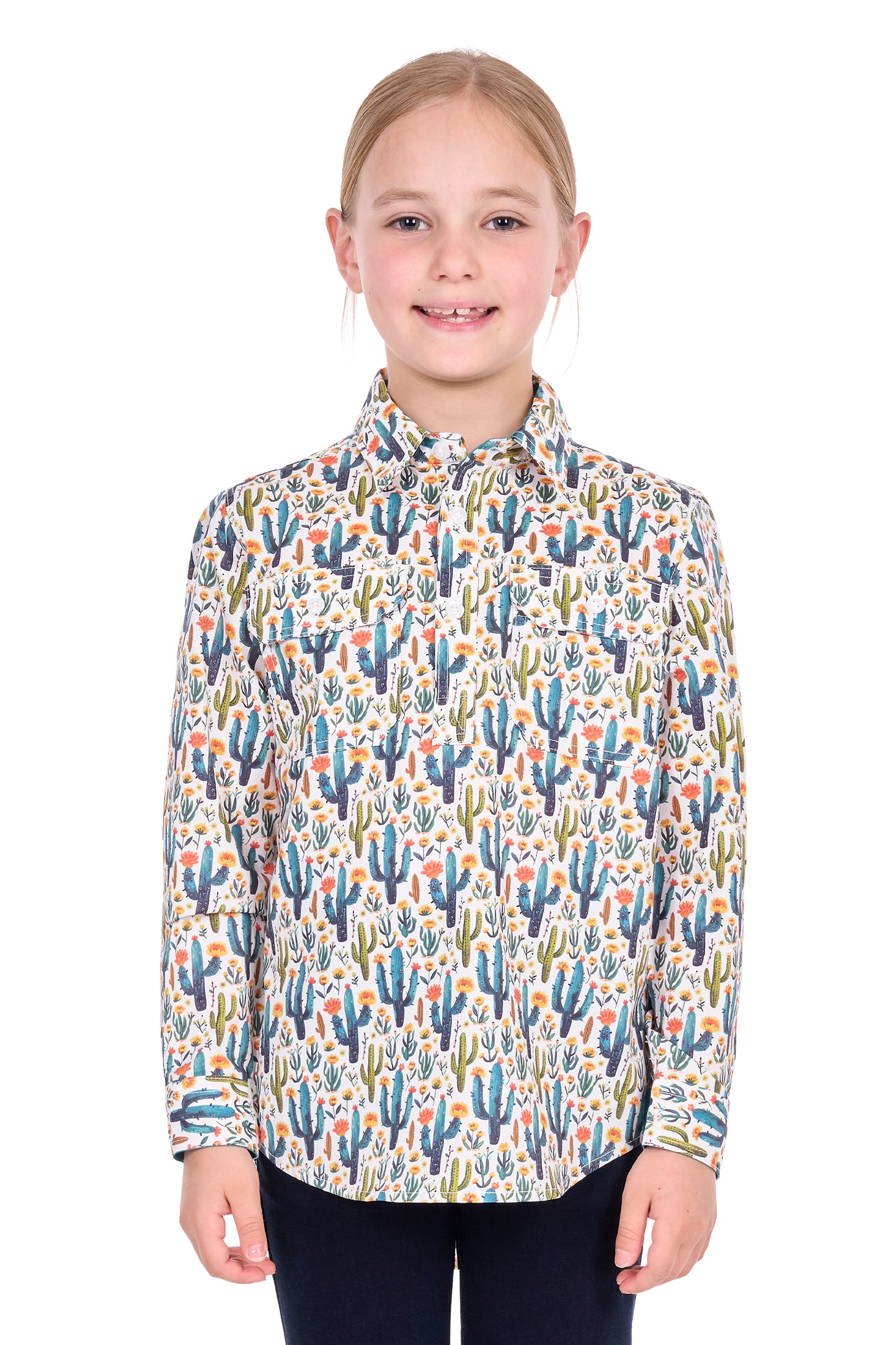 Hard Slog Kid’s Alba Half Placket Long Sleeve Shirt