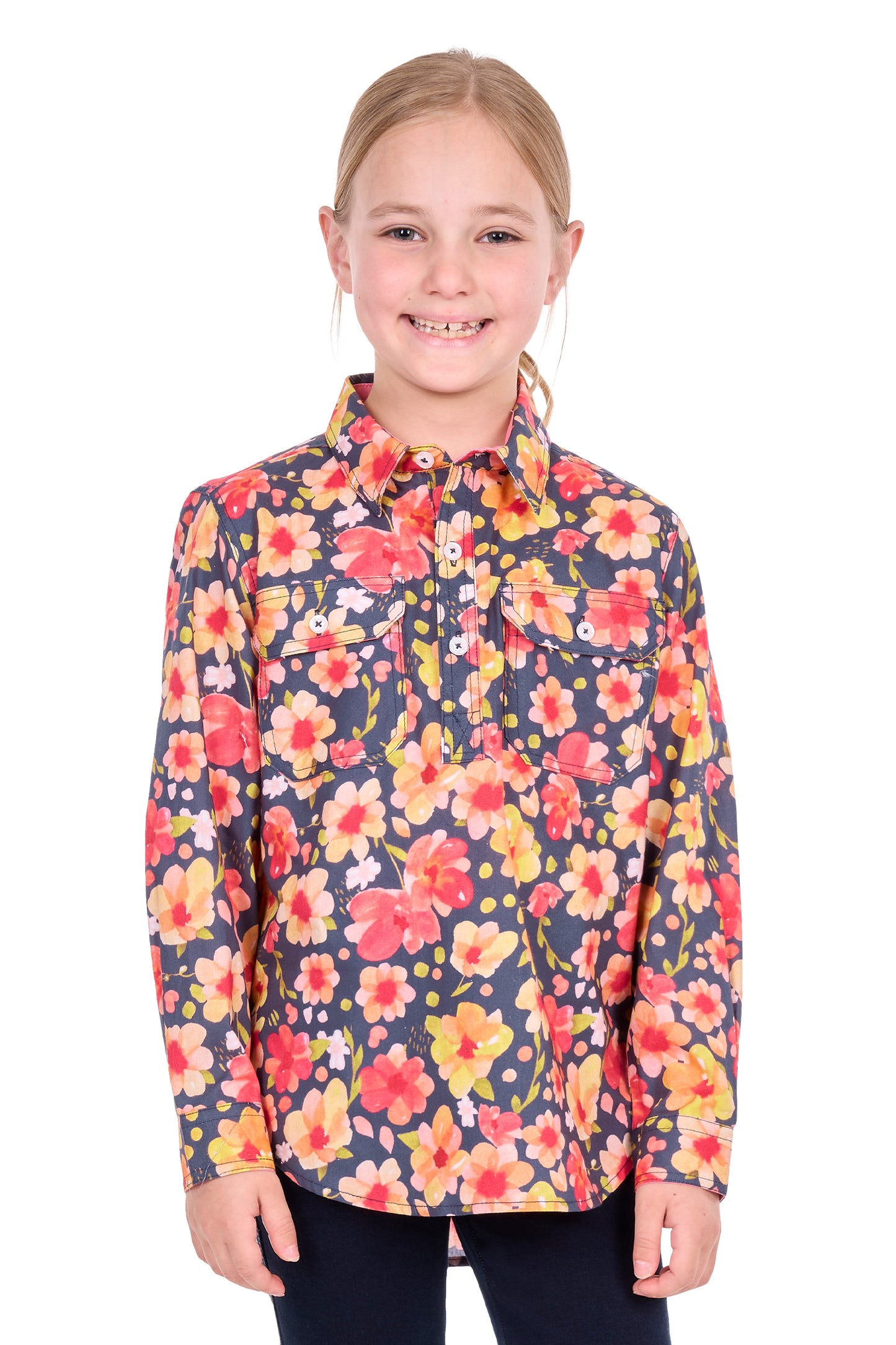 Hard Slog Kid’s Shanni Half Placket Long Sleeve Shirt