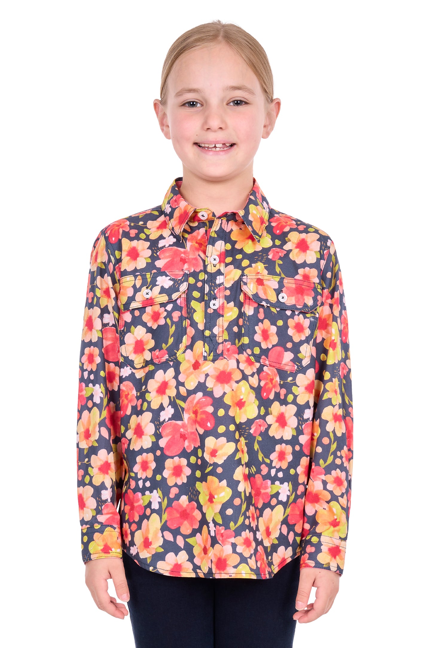 Hard Slog Kid’s Shanni Half Placket Long Sleeve Shirt