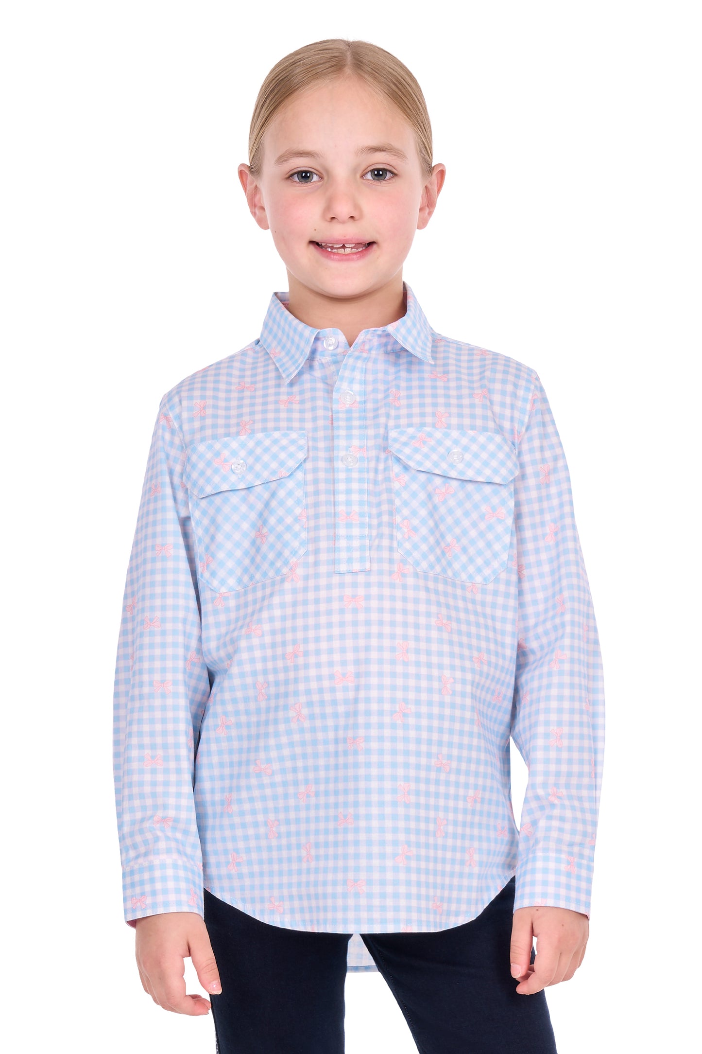 Hard Slog Kid’s Lillia Half Placket Long Sleeve Shirt