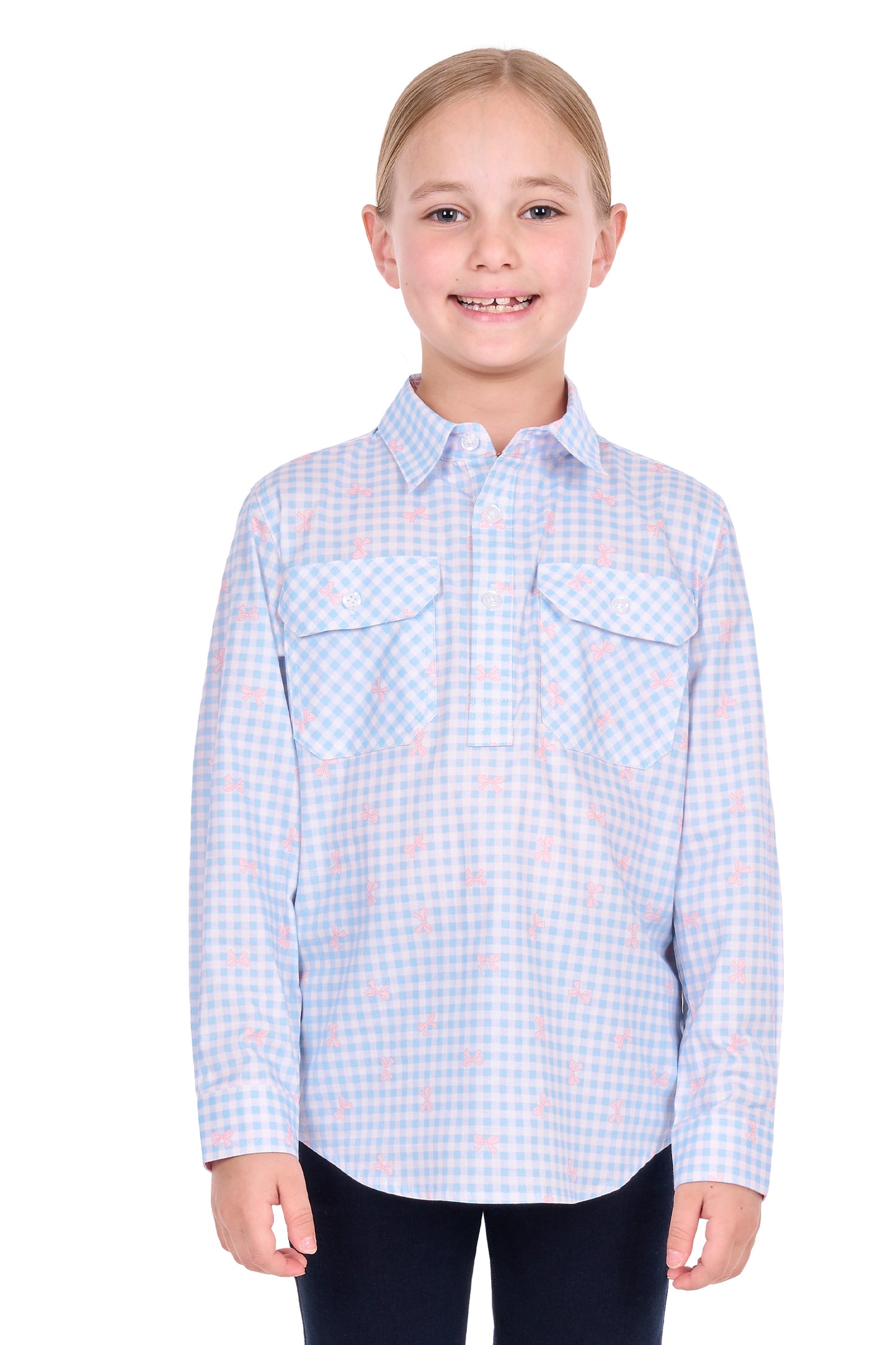 Hard Slog Kid’s Lillia Half Placket Long Sleeve Shirt