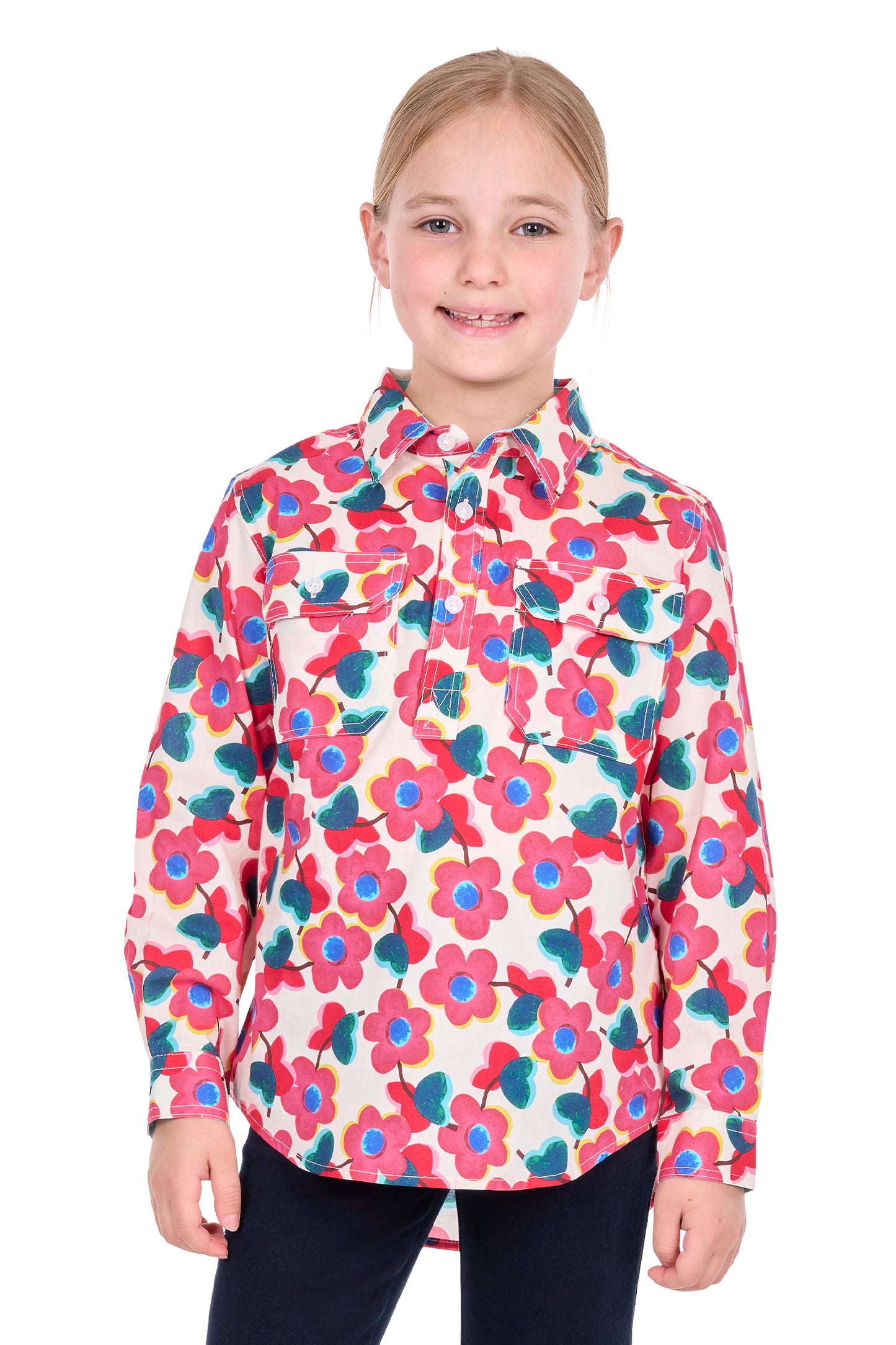 Hard Slog Kid’s Lorri Half Placket Long Sleeve Shirt