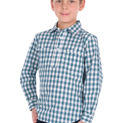 Hard Slog Kid’s River Half Placket Long Sleeve Shirt
