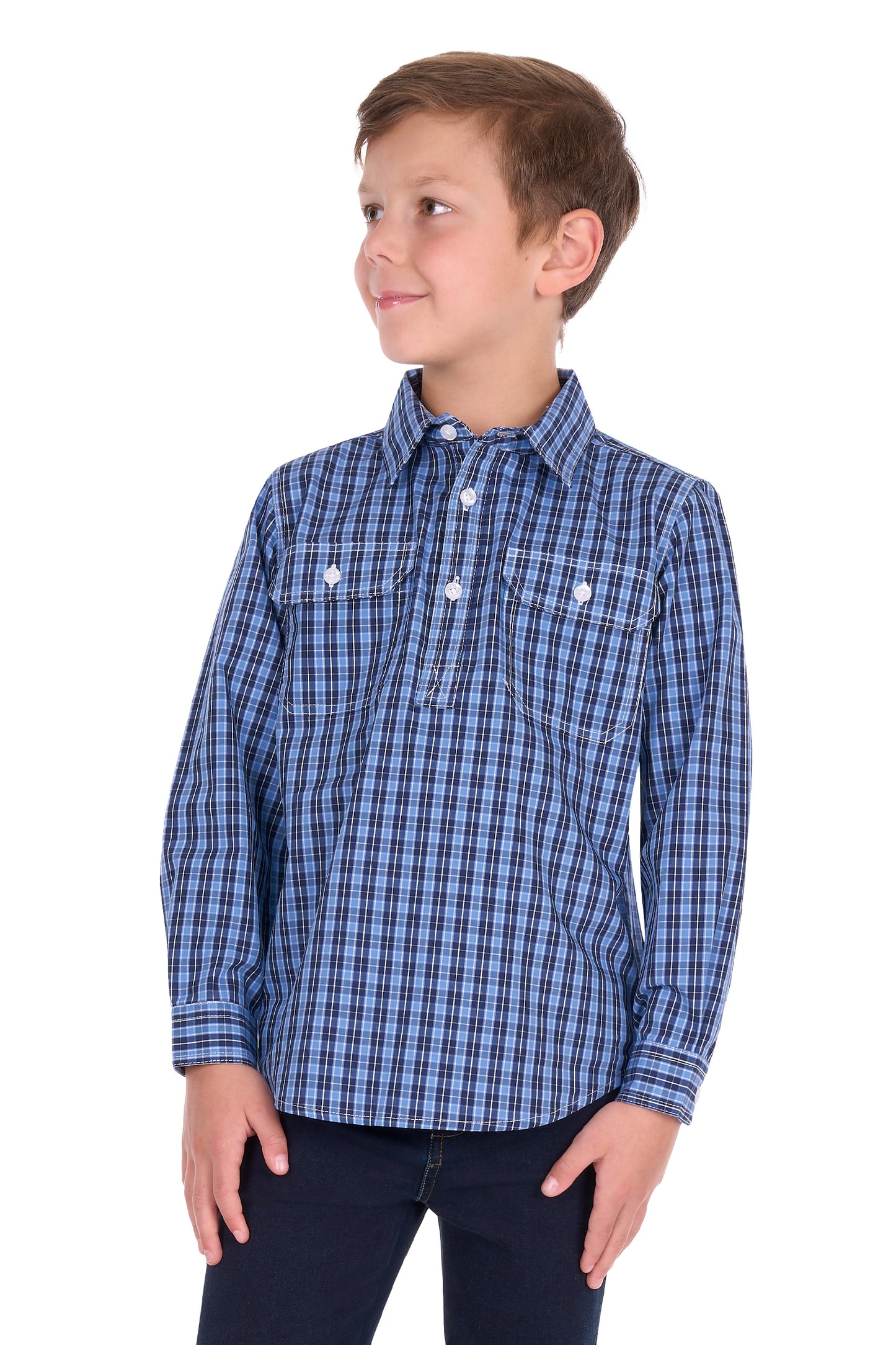 Hard Slog Kid’s Wyatt Half Placket Long Sleeve Shirt