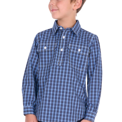 Hard Slog Kid’s Wyatt Half Placket Long Sleeve Shirt