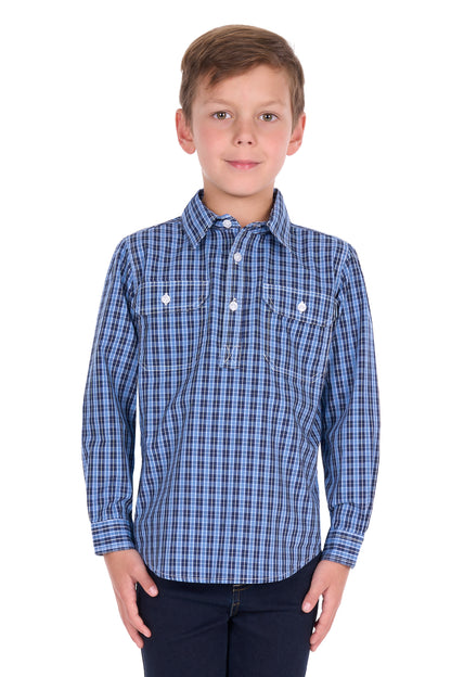 Hard Slog Kid’s Wyatt Half Placket Long Sleeve Shirt