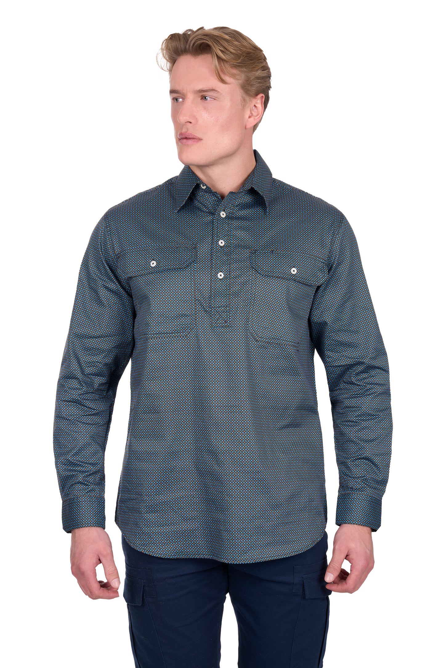 Hard Slog Men’s Blake Half Placket Long Sleeve Shirt