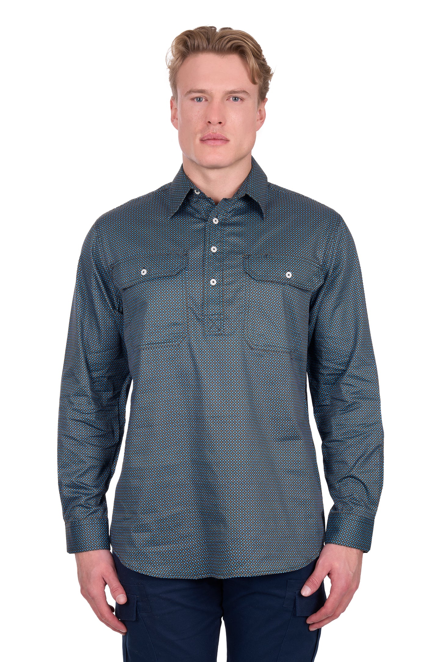 Hard Slog Men’s Blake Half Placket Long Sleeve Shirt