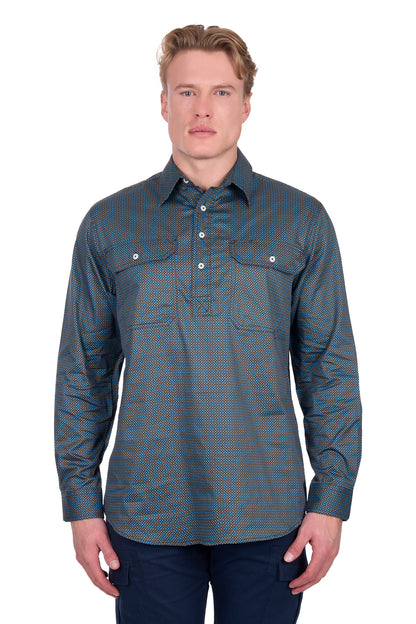 Hard Slog Men’s Blake Half Placket Long Sleeve Shirt