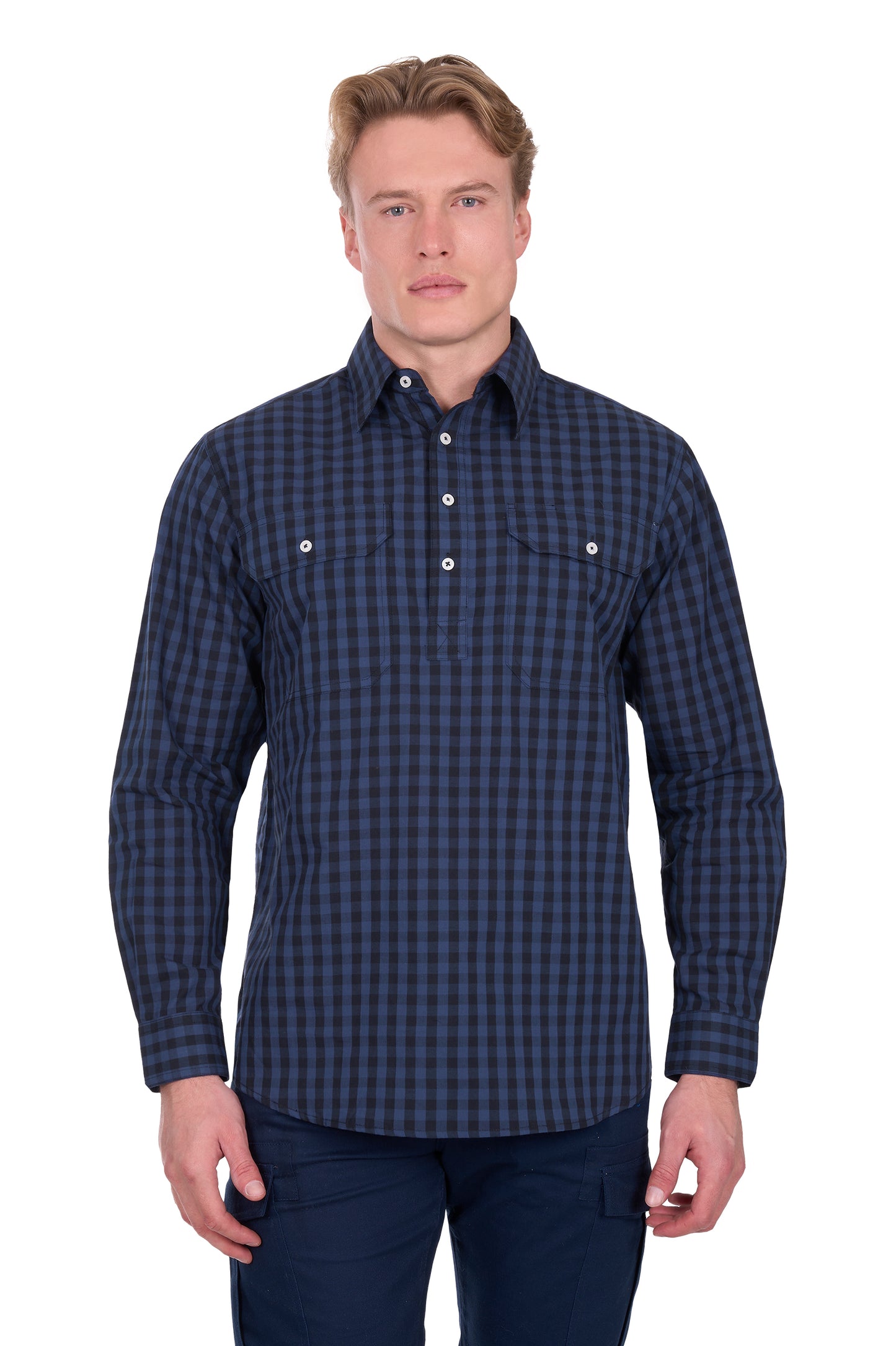 Hard Slog Men’s Nash Half Placket Long Sleeve Shirt