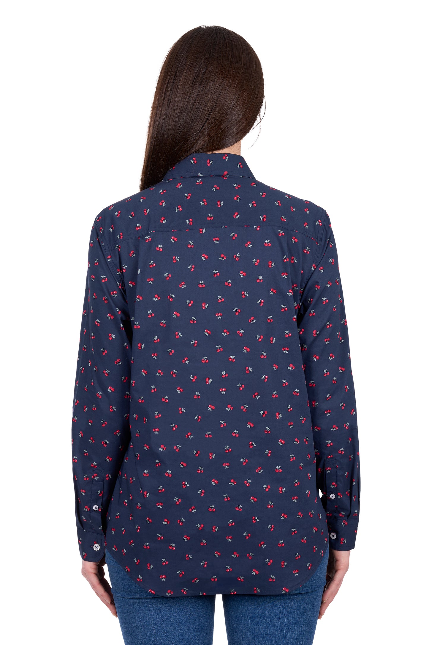 Hard Slog Women's Cherry Half Placket Long Sleeve Shirt