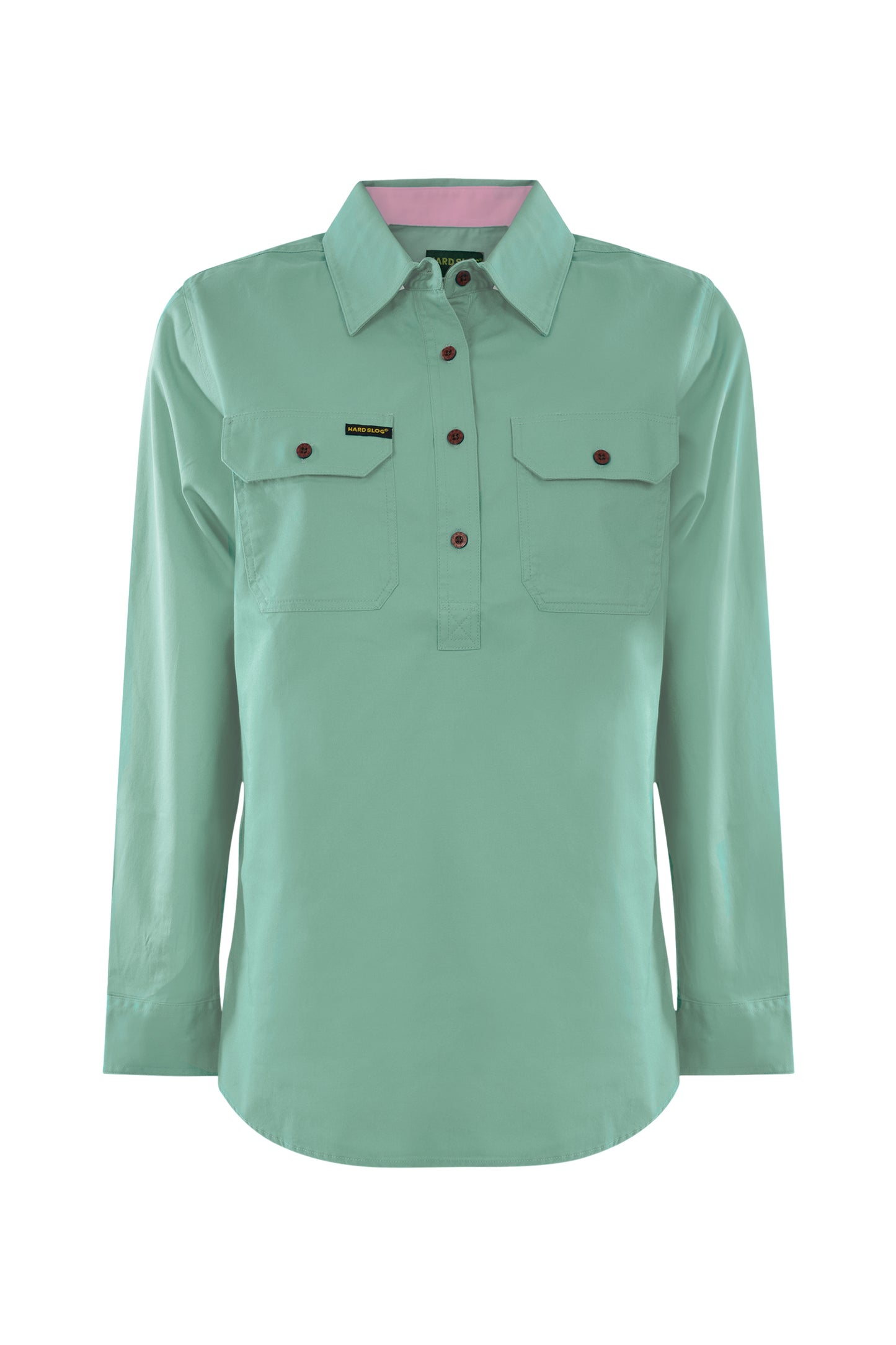 Hard Slog Women's Half Placket Light Cotton Pastel Shirt - Sage