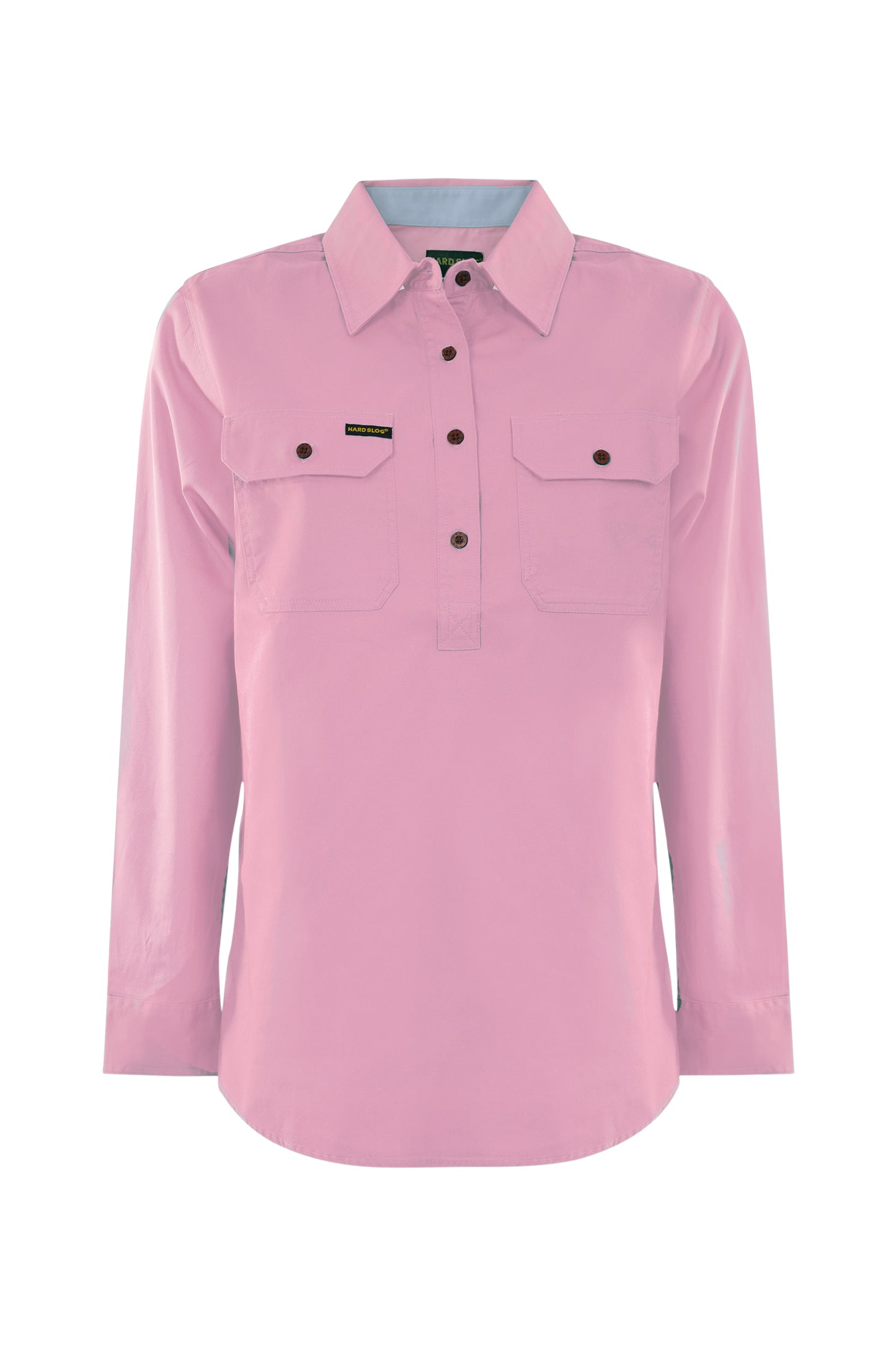 Hard Slog Women's Half Placket Light Cotton Pastel Shirt - Rose Pink