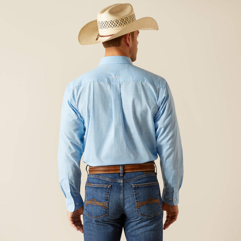Ariat Mens Solid Slub Long Sleeve Shirt Coast Azure Blue