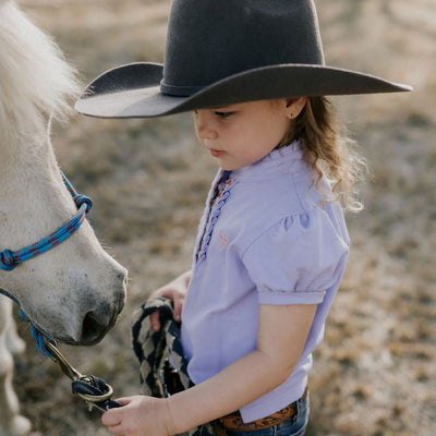 Little Windmill Clothing co. Girls "Lizzy " Violet Ruffle Polo