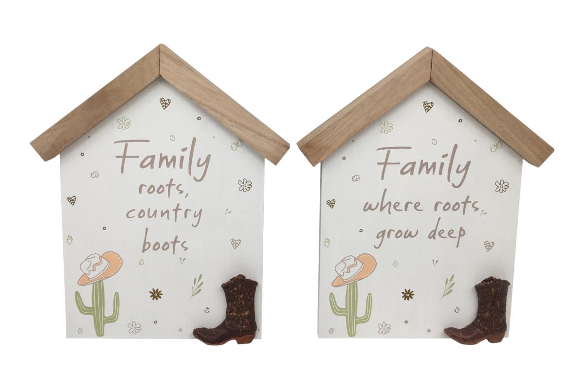 Malmar 20x17cm Hanging Plaque with Country Boots Design in Family Theme