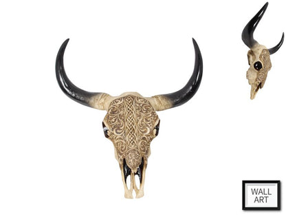 Malmar 43cm Tribal Pattern Cow Skull Wall Hanger