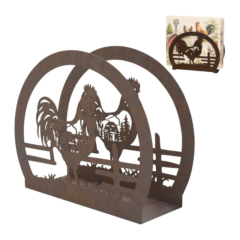 Malmar 16x13cm Metal Napkin Holder with Rooster Design