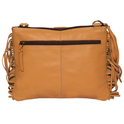 The Design Edge Cowhide Clutch Bag With Turquoise Stonework and Fringes – AB76