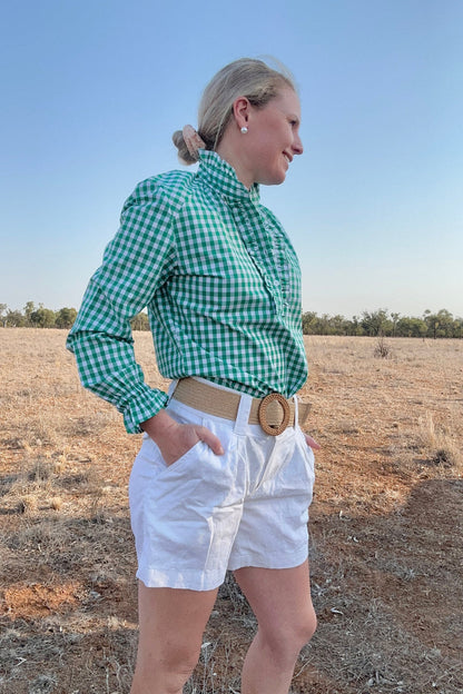 Black Colt Clothing Womens Willow Long Sleeve Shirt - Green Gingham