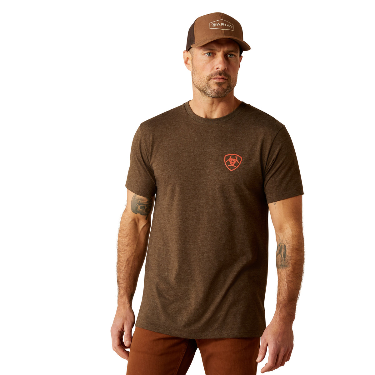 Ariat Mens Modern Mesa Short Sleeve Tshirt Brown Heather