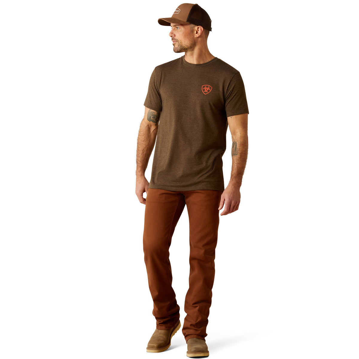 Ariat Mens Modern Mesa Short Sleeve Tshirt Brown Heather