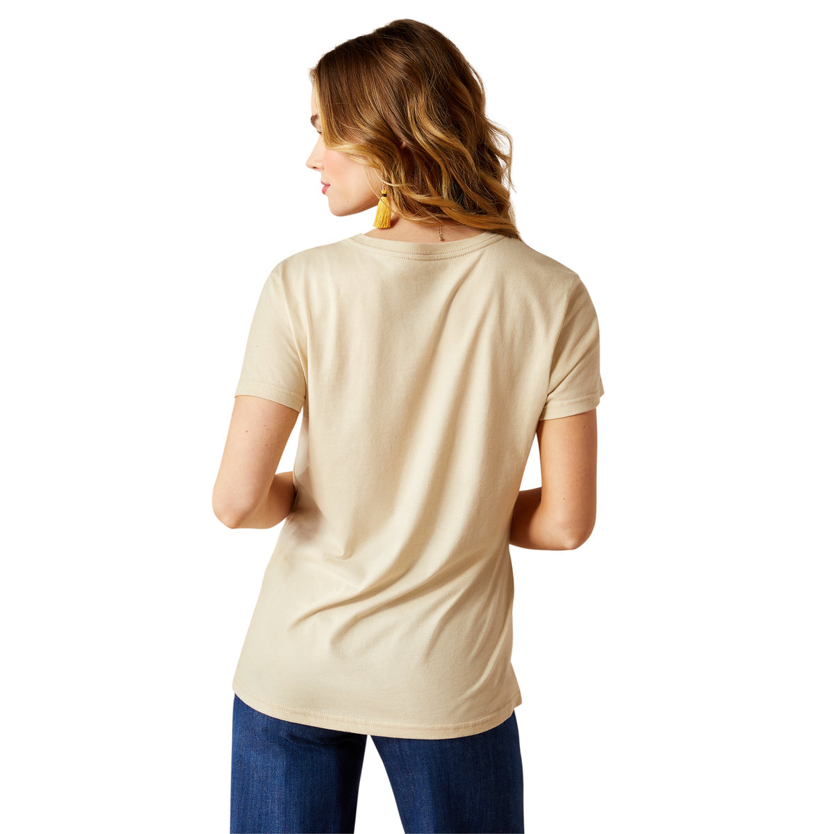 Ariat Women's Longhorn Watercolour Short Sleeve Tee Natural