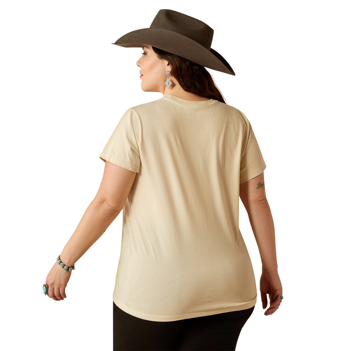 Ariat Women's Longhorn Watercolour Short Sleeve Tee Natural