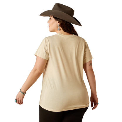 Ariat Women's Longhorn Watercolour Short Sleeve Tee Natural