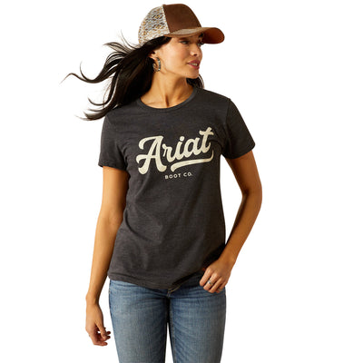 Ariat Women's Boot Script Short Sleeve Tee Charcoal Heather