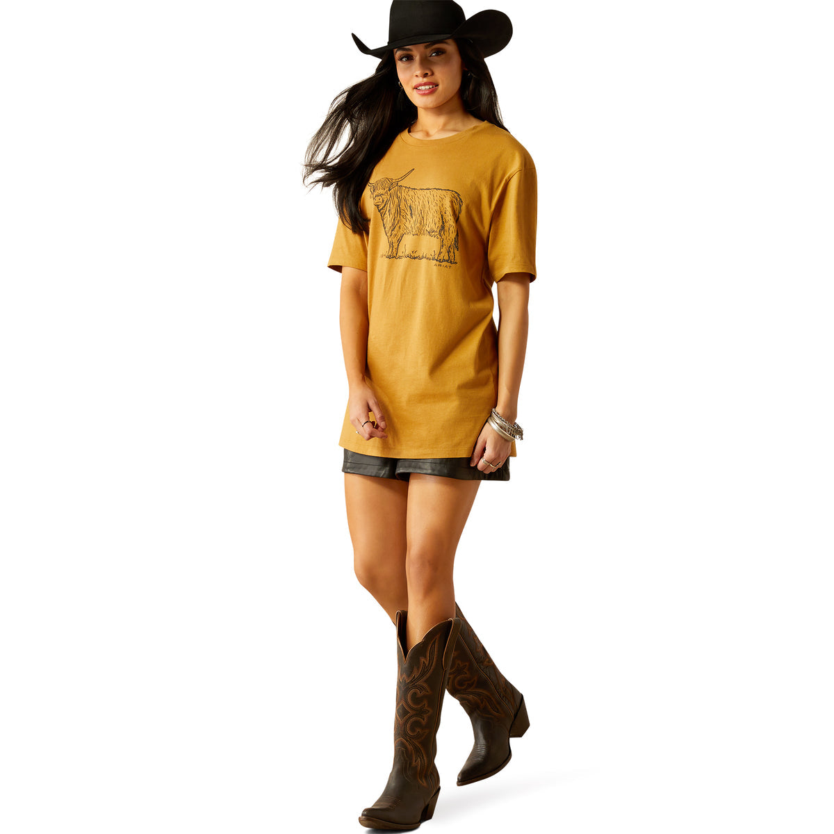 Ariat Women's Highlander Short Sleeve Tshirt Harvest Gold